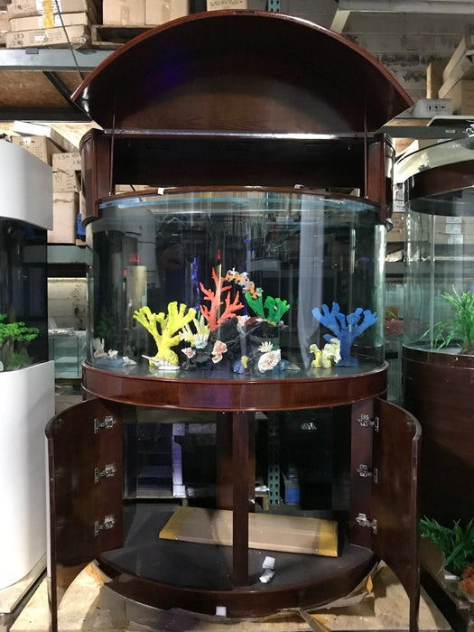 AQUA VIM 180 Gallon Half Cylinder Glass Reef-Ready Aquarium Set in Walnut