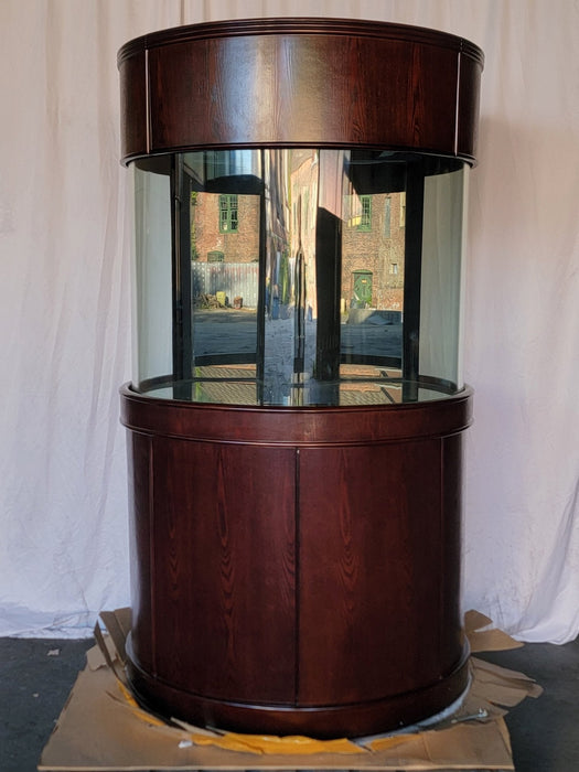 AQUA VIM Display Model 133g 3/4 Cylinder Round Glass Reef-Ready Aquarium + Sump in Rose Cherry Furniture