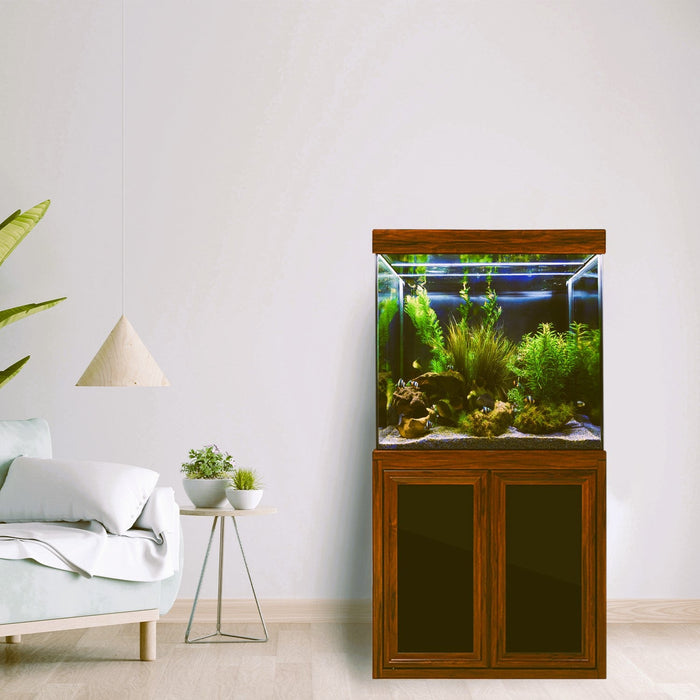 Aqua Dream 100 Gallon Tempered Glass Aquarium Darkwood