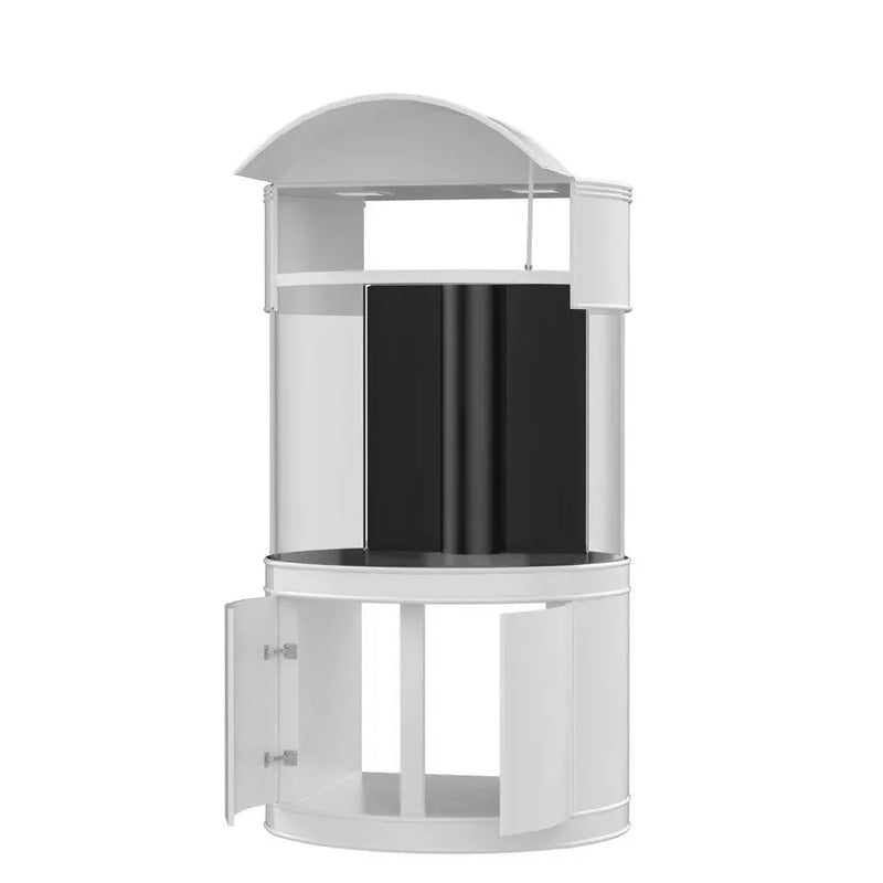 AQUA VIM 115 Gallon 3/4 Cylinder Glass Reef-Ready Aquarium Set in Tulum White