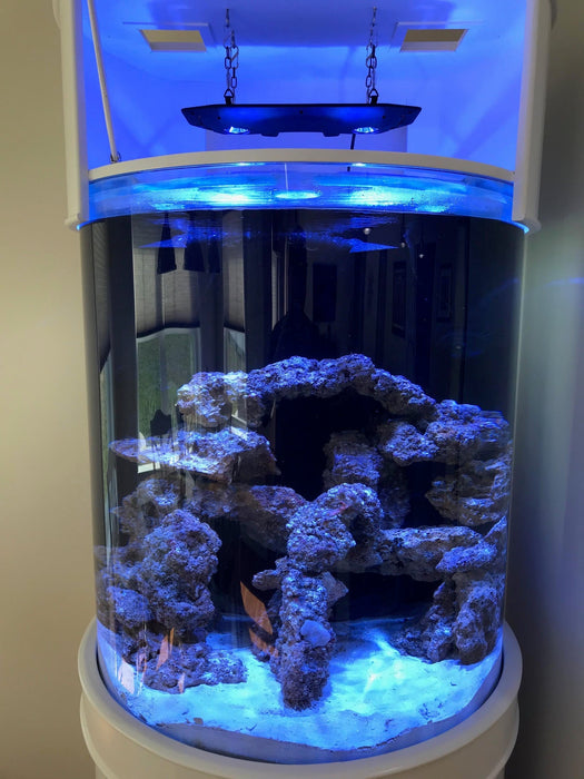 AQUA VIM 115 Gallon 3/4 Cylinder Glass Reef-Ready Aquarium Set in Tulum White