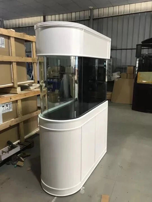 AQUA VIM 120g Reef-Ready Glass Peninsula Bullet Bullnose U-Shape Aquarium Set in Tulum White