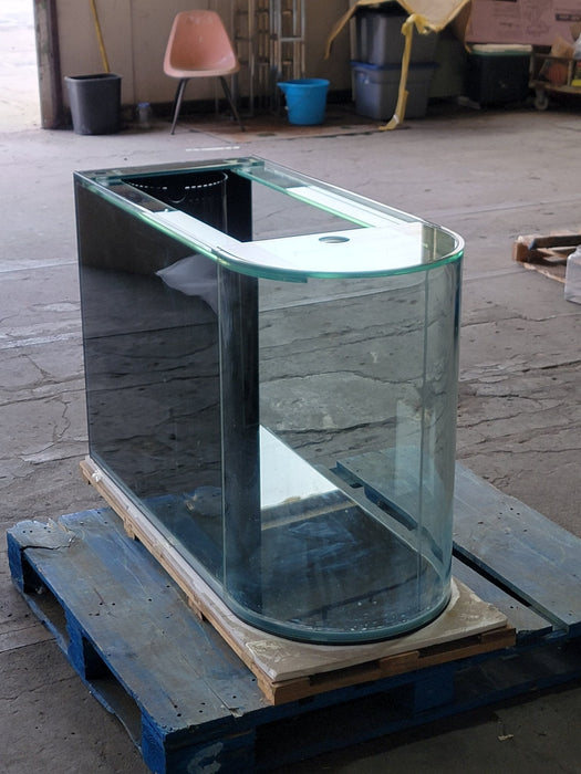 AQUA VIM 120g Reef-Ready Glass Peninsula Bullet Bullnose U-Shape Aquarium Set in Tulum White