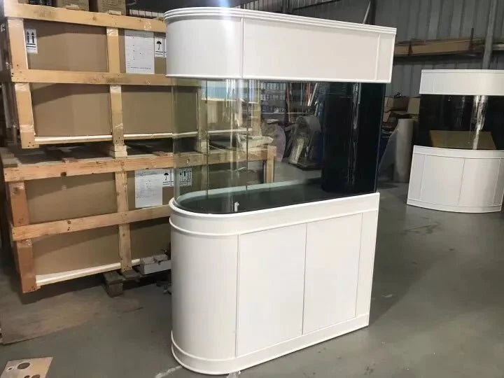 AQUA VIM 120g Reef-Ready Glass Peninsula Bullet Bullnose U-Shape Aquarium Set in Tulum White