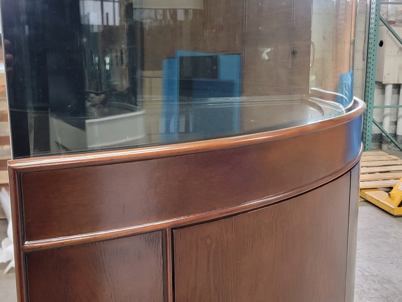 AQUA VIM 136g Corner 1/4 Cylinder Glass Reef-Ready Aquarium Set in Walnut