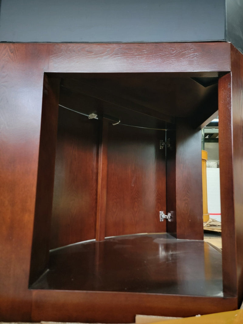 AQUA VIM 136g Corner 1/4 Cylinder Glass Reef-Ready Aquarium Set in Walnut