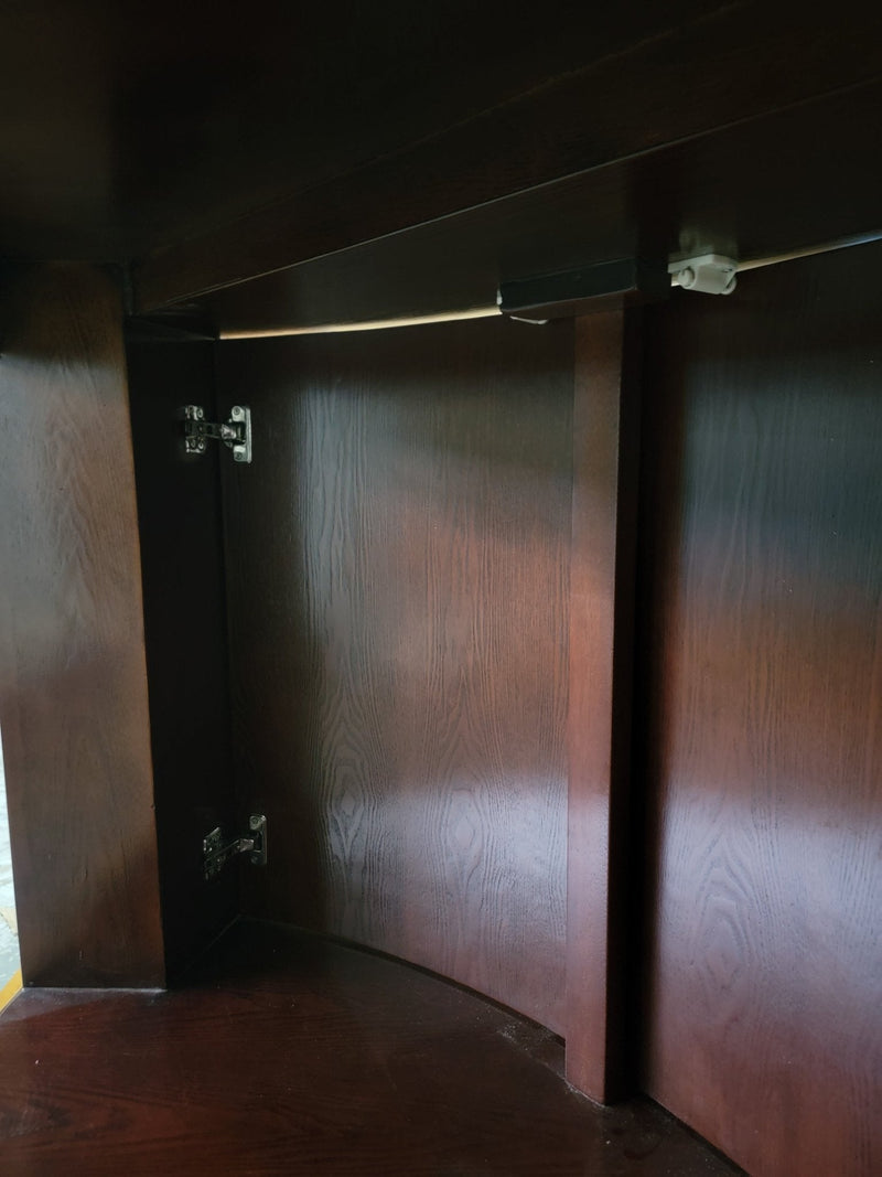 AQUA VIM 136g Corner 1/4 Cylinder Glass Reef-Ready Aquarium Set in Walnut