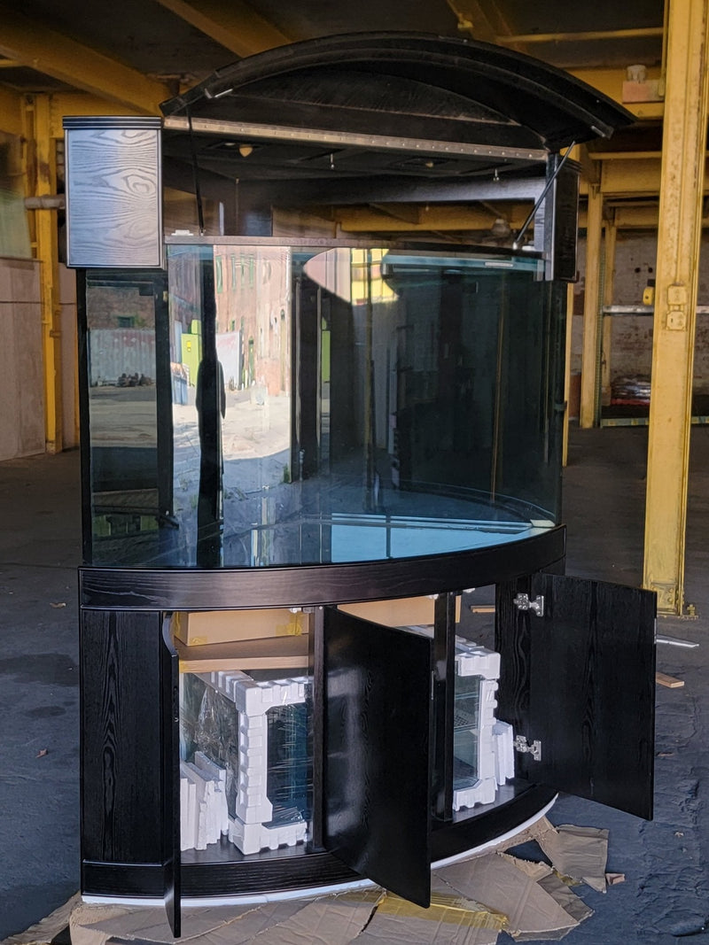 AQUA VIM 250g Corner ¼ Cylinder Glass Aquarium Ensemble in Abyss Black