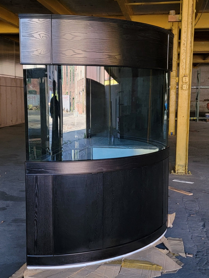 AQUA VIM 250g Corner ¼ Cylinder Glass Aquarium Ensemble in Abyss Black