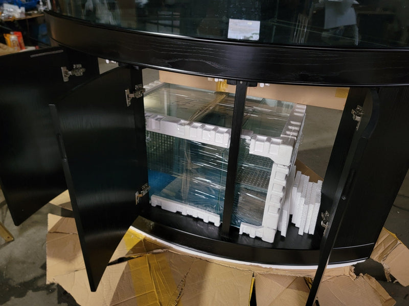 AQUA VIM 250g Corner ¼ Cylinder Glass Aquarium Ensemble in Abyss Black