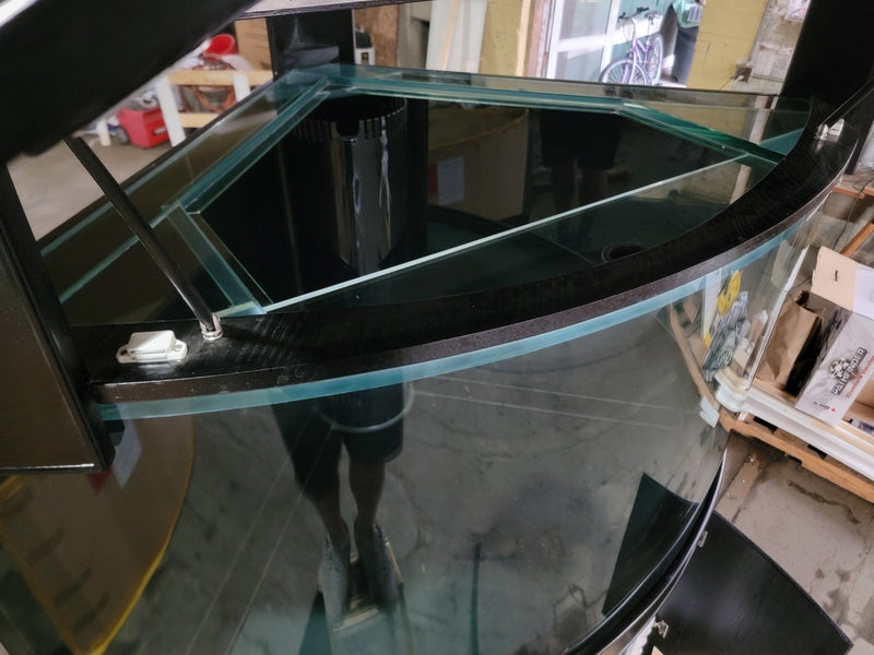 AQUA VIM 250g Corner ¼ Cylinder Glass Aquarium Ensemble in Abyss Black