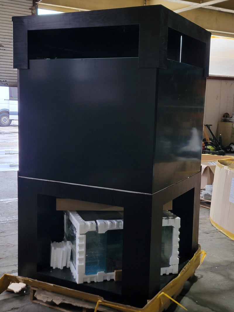 AQUA VIM 250g Corner ¼ Cylinder Glass Aquarium Ensemble in Abyss Black