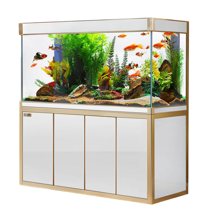 Aqua Dream 250 Gallon Tempered Glass Aquarium White and Gold