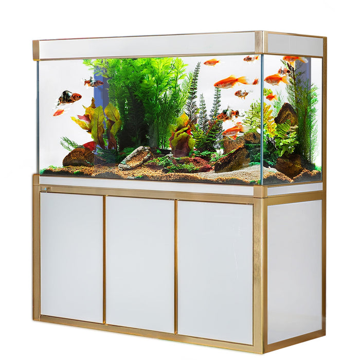 Aqua Dream 175 Gallon Tempered Glass Aquarium White and Gold