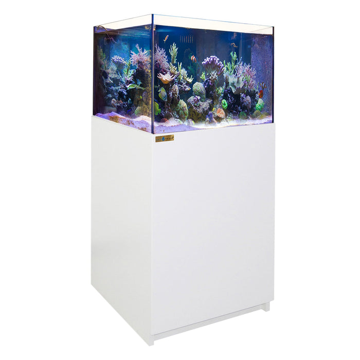 Aqua Dream 90 Gallon Coral Reef Aquarium Ultra Clear Glass Tank & Built in Sump All White