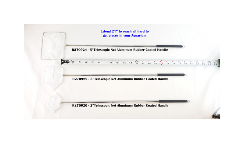 2" x 1.8" Square Aquarium Net with Aluminum Telescopic Rubber Coated Handle