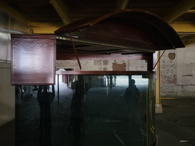 AQUA VIM 155g Corner 1/4 Cylinder Glass Reef-Ready Aquarium Set in Walnut