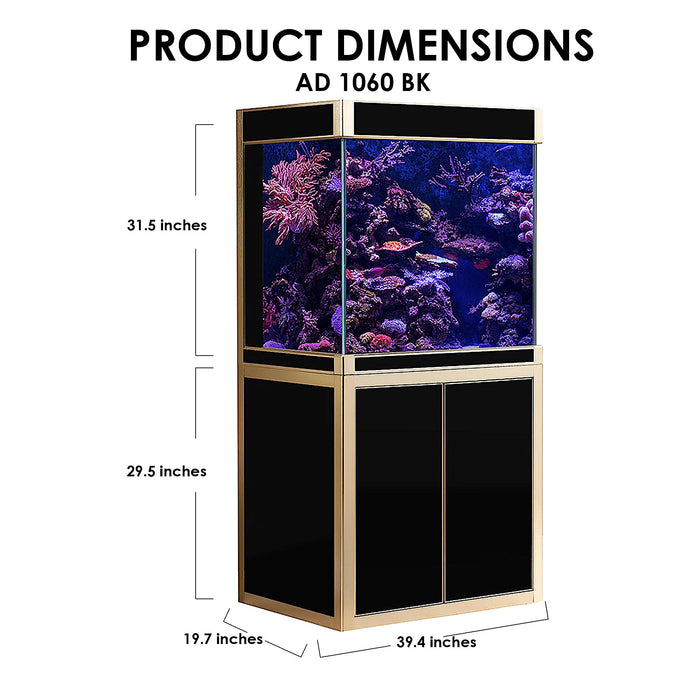 Aqua Dream 100 Gallon Tempered Glass Aquarium Black and Gold