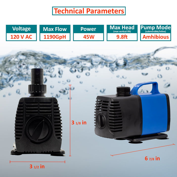 Aqua Dream 1200 GPH Amphibious Water Pump