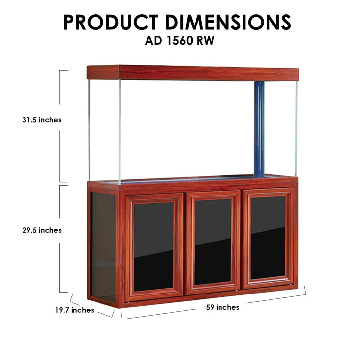 Aqua Dream 200 Gallon Tempered Glass Aquarium Redwood