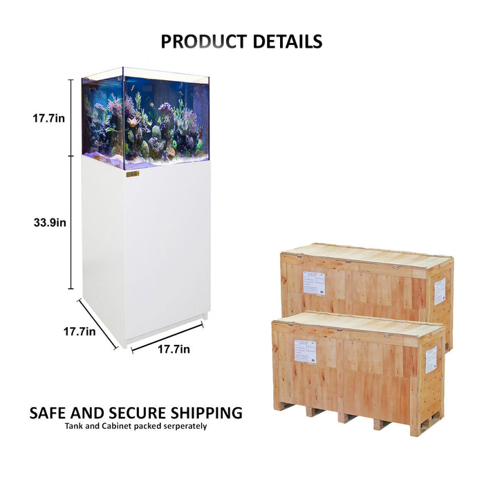 Aqua Dream 37 Gallon Coral Reef Aquarium Ultra Clear Glass Tank & Built in Sump All White