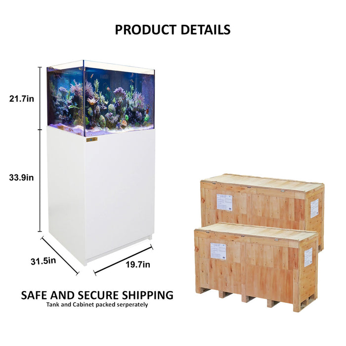 Aqua Dream 90 Gallon Coral Reef Aquarium Ultra Clear Glass Tank & Built in Sump All White