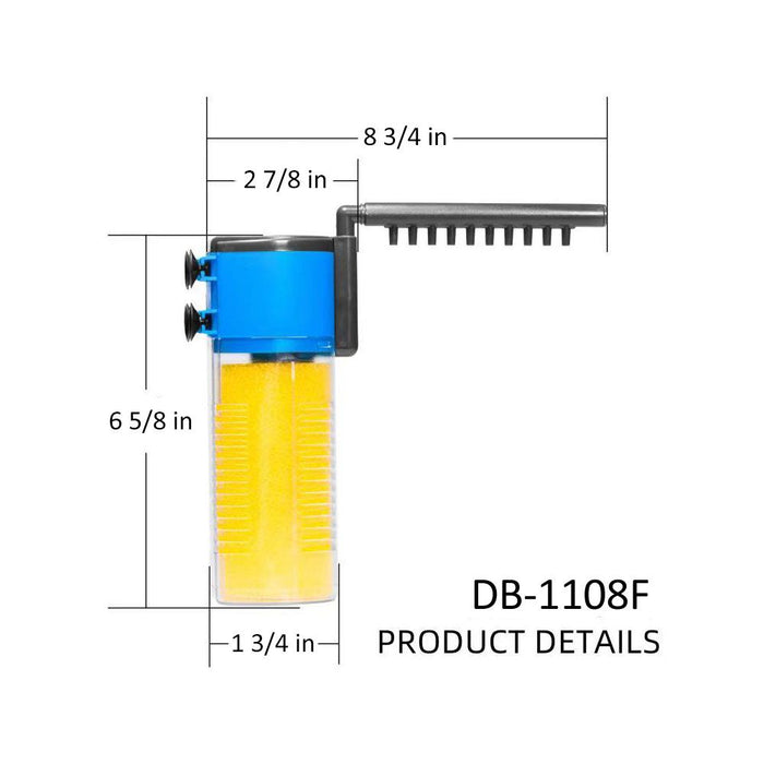 53 GPH 3-in-1 Internal Filter Pump Oxygen Rain Fish Tank