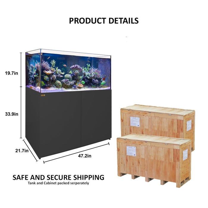 Aqua Dream 130 Gallon Coral Reef Aquarium Ultra Clear Glass Tank &d Built in Sump All Black