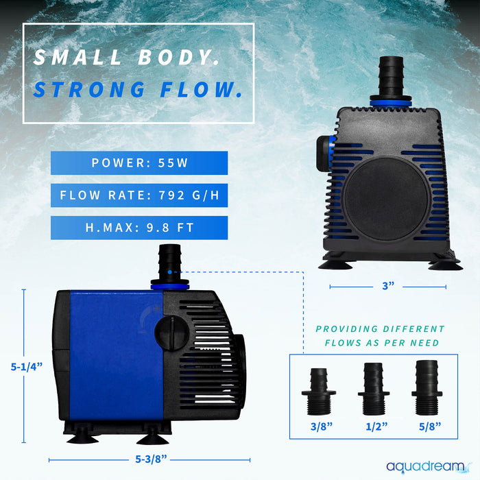 Aqua Dream 800 GPH Adjustable Submersible Pump Aquarium Powerhead