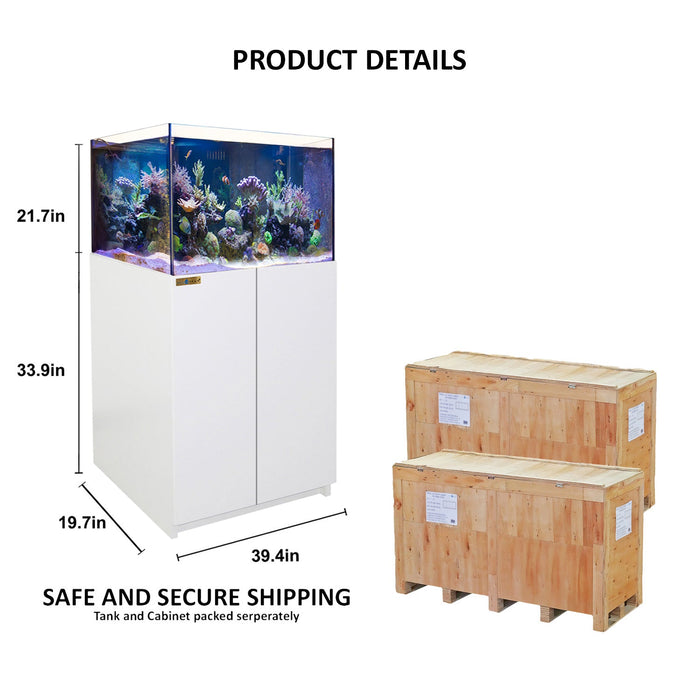 Aqua Dream 115 Gallon Coral Reef Aquarium Ultra Clear Glass Tank & Built in Sump All White