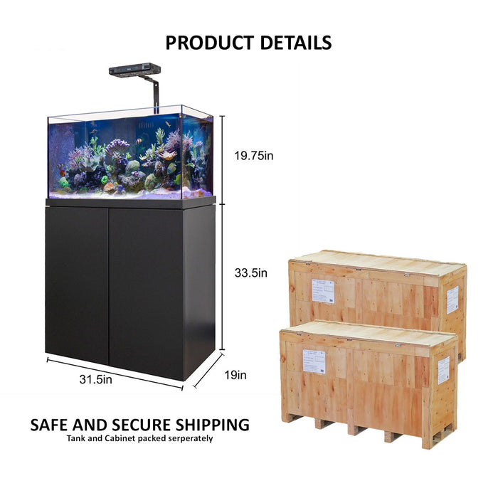 Aqua Dream Coral Reef Aquarium Tempered Glass Fish Tank 90 Gallon Complete Set Black