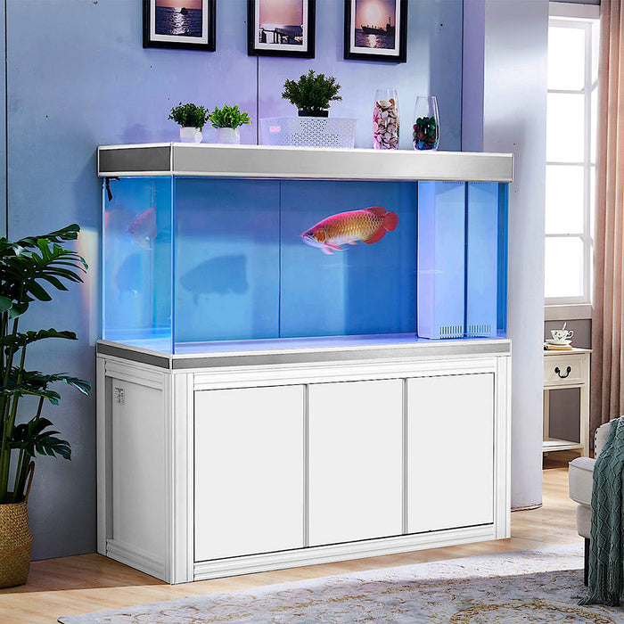 Aqua Dream 200 Gallon Tempered Glass Aquarium White and Silver