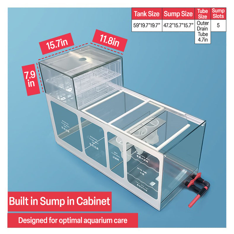 Aqua Dream 175 Gallon Plants Ranchu Aquarium with Ultra Clear Glass and Built in Sump All Black