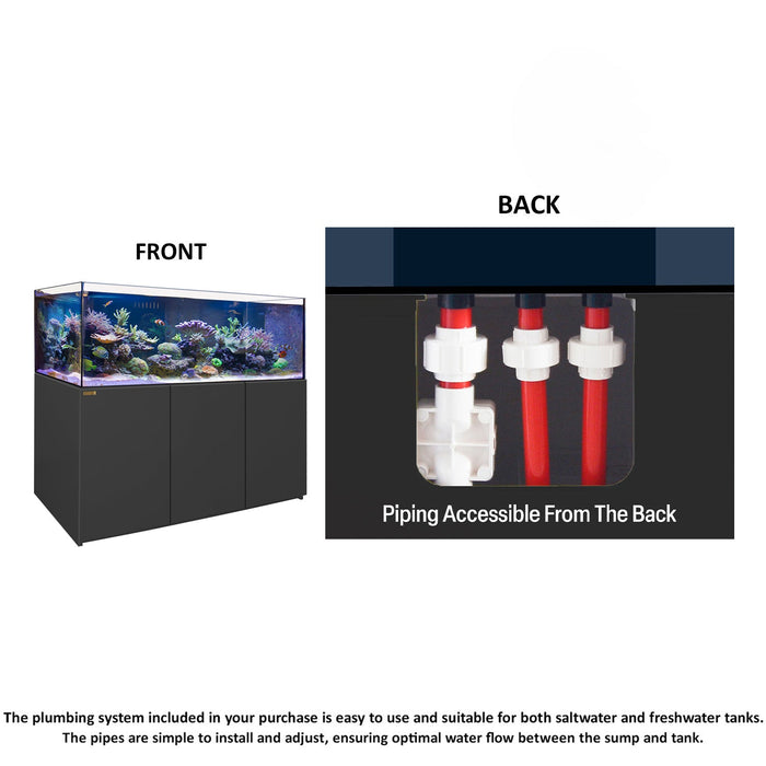 Aqua Dream 220 Gallon Coral Reef Aquarium Ultra Clear Glass Tank & Built in Sump All Black