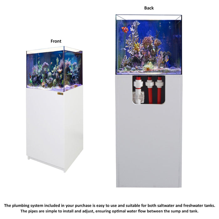 Aqua Dream 37 Gallon Coral Reef Aquarium Ultra Clear Glass Tank & Built in Sump All White