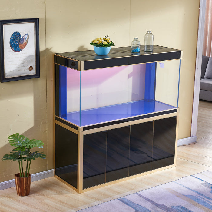 Aqua Dream 260 Gallon Tempered Glass Aquarium Black and Gold