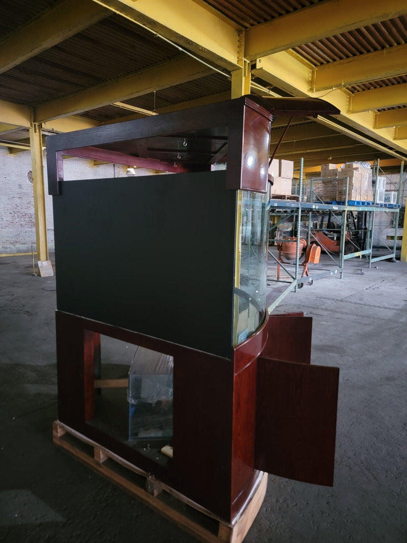 AQUA VIM 440g Corner 1/4 Cylinder Glass Aquarium Set in Walnut Wood Furniture