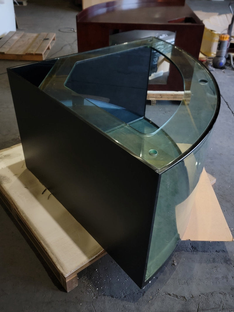 AQUA VIM 440g Corner 1/4 Cylinder Glass Aquarium Set in Walnut Wood Furniture