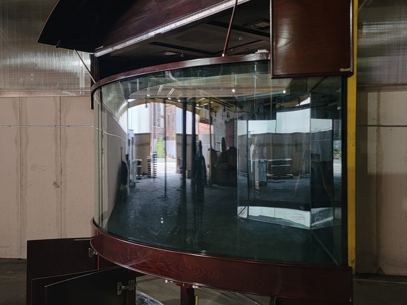 AQUA VIM 440g Corner 1/4 Cylinder Glass Aquarium Set in Walnut Wood Furniture