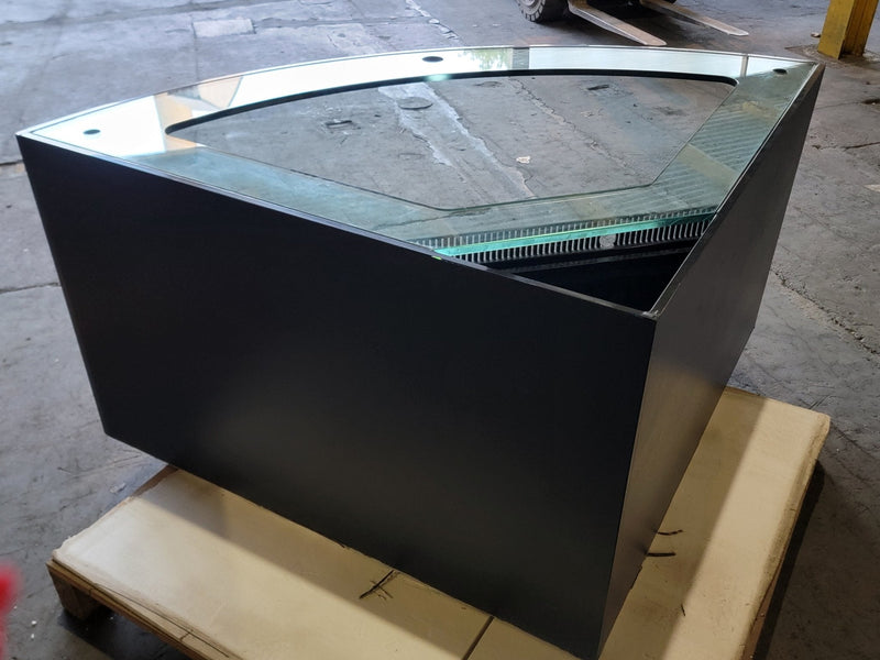 AQUA VIM 440g Corner 1/4 Cylinder Glass Aquarium Set in Walnut Wood Furniture