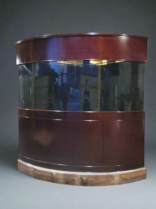 AQUA VIM 440g Corner 1/4 Cylinder Glass Aquarium Set in Walnut Wood Furniture