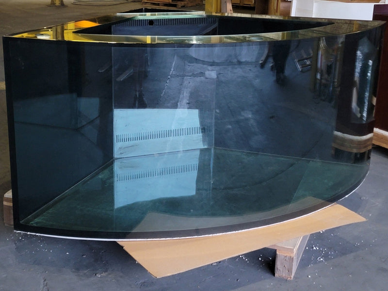 AQUA VIM 440g Corner 1/4 Cylinder Glass Aquarium Set in Walnut Wood Furniture