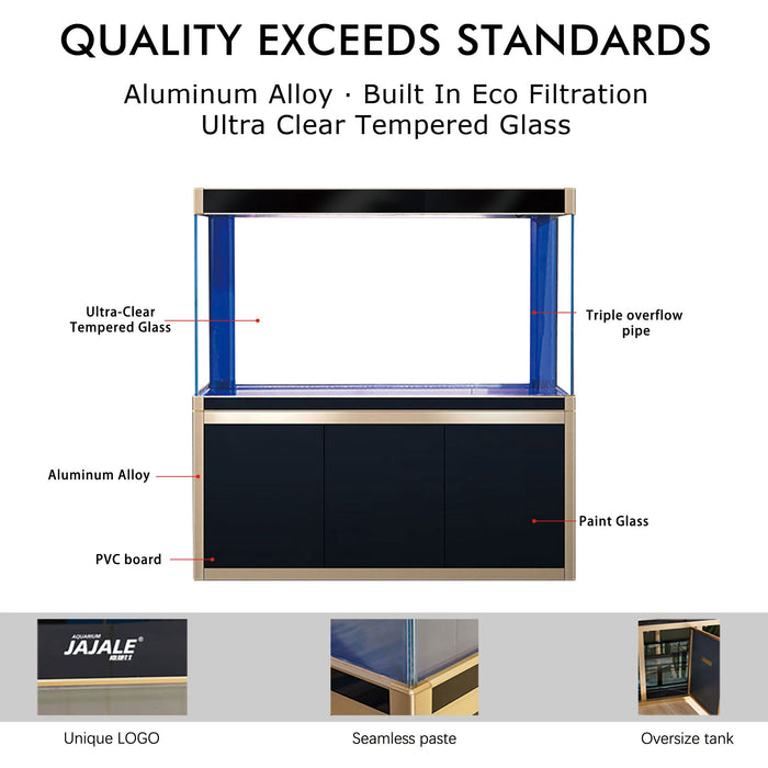 Aqua Dream Tempered Glass 220 Gallon Aquarium Black and Gold