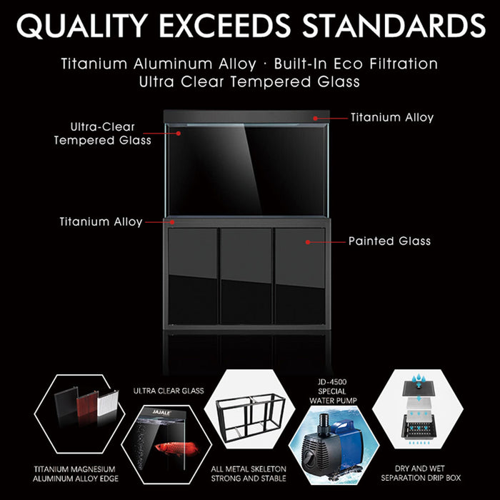 Aqua Dream 230 Gallon Tempered Glass Aquarium Black Premium