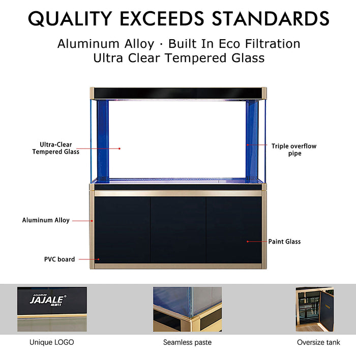 Aqua Dream 135 Gallon Tempered Glass Aquarium Black With Gold