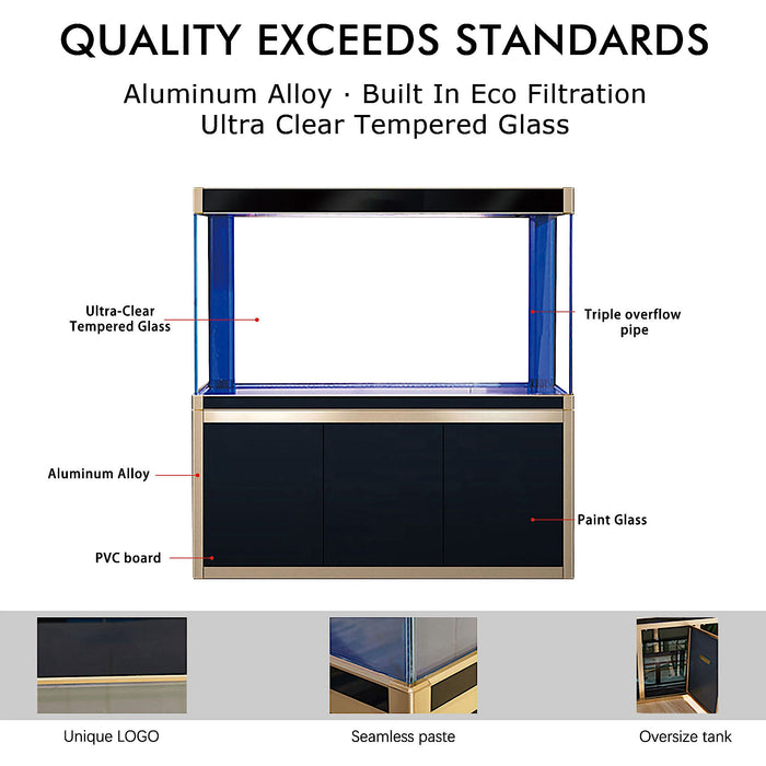 Aqua Dream 175 Gallon Tempered Glass Aquarium Black and Gold