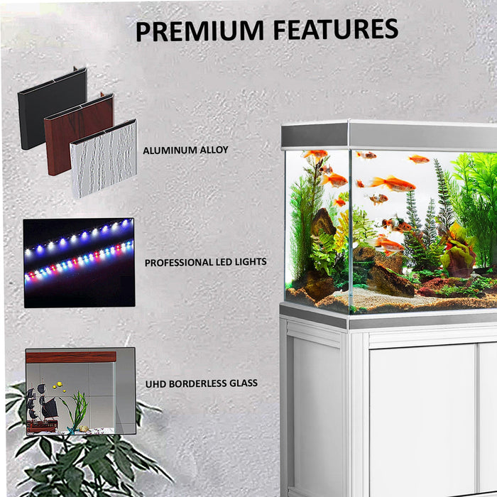 Aqua Dream 200 Gallon Tempered Glass Aquarium White and Silver