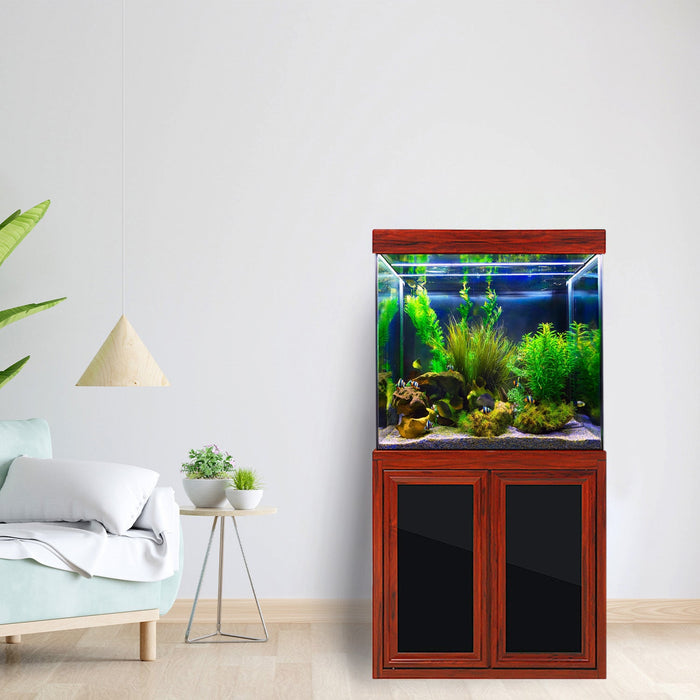 Aqua Dream 50 Gallon Tempered Glass Aquarium Redwood