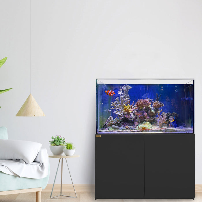 Aqua Dream 130 Gallon Coral Reef Aquarium Ultra Clear Glass Tank &d Built in Sump All Black