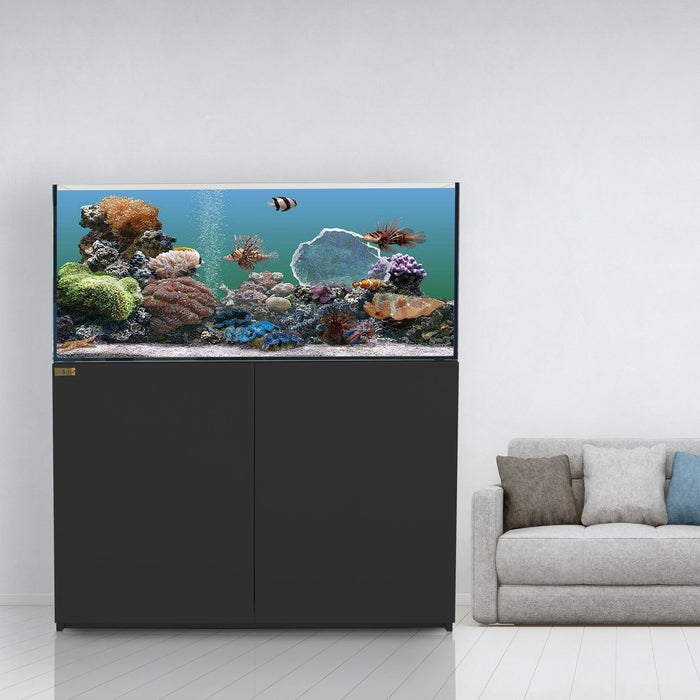 Aqua Dream 130 Gallon Coral Reef Aquarium Ultra Clear Glass Tank &d Built in Sump All Black